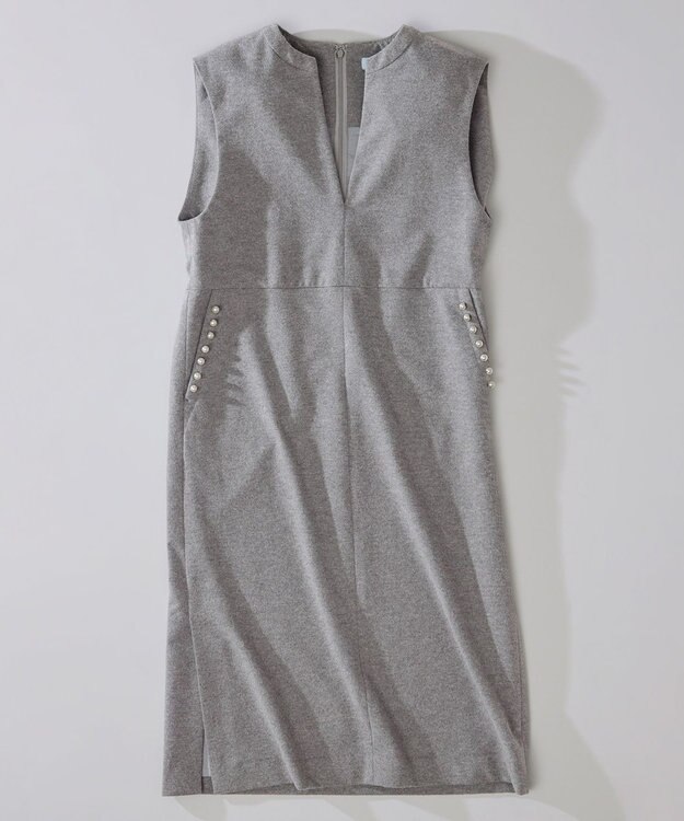 組曲 【パール釦付き】 ウールライクジャンパースカート ライトグレー系