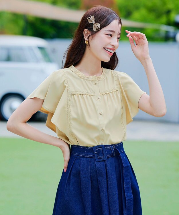 Tiaclasse 【2TYPE/ゴム＆クリップ】レザーリボンヘアアクセサリー クリップ：ベージュ