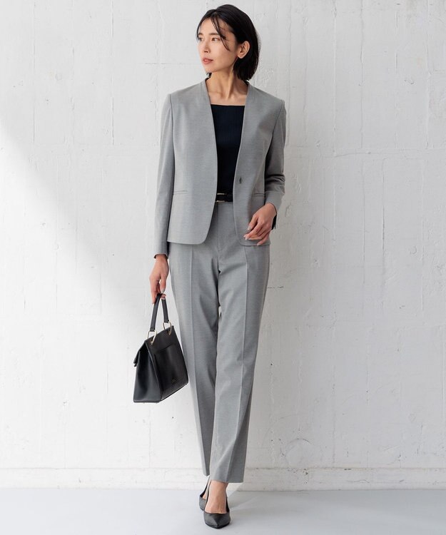 23区 S 【セットアップ対応】モクロディ ノーカラージャケット グレー系