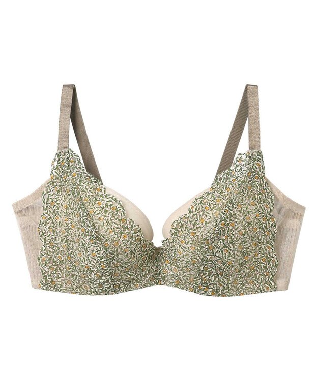 une nana cool MADE WITH LIBERTY FABRIC さあわたし レース 脇高ブラジャー サンドベージュ