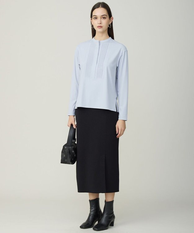 ICB L 【先行予約】コットンポリエステルスムース ニットスカート ブラック