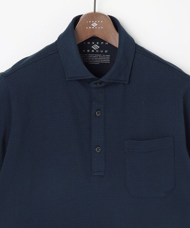 JOSEPH ABBOUD 【オーガニックコットン使用・JAPANファブリック】ミニ千鳥サッカー ポロシャツ ネイビー系