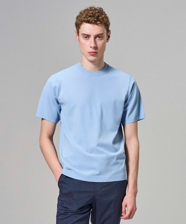 JOSEPH HOMME 【新色追加】リュクスレーヨン　クルーネック半袖ニット スカイブルー系