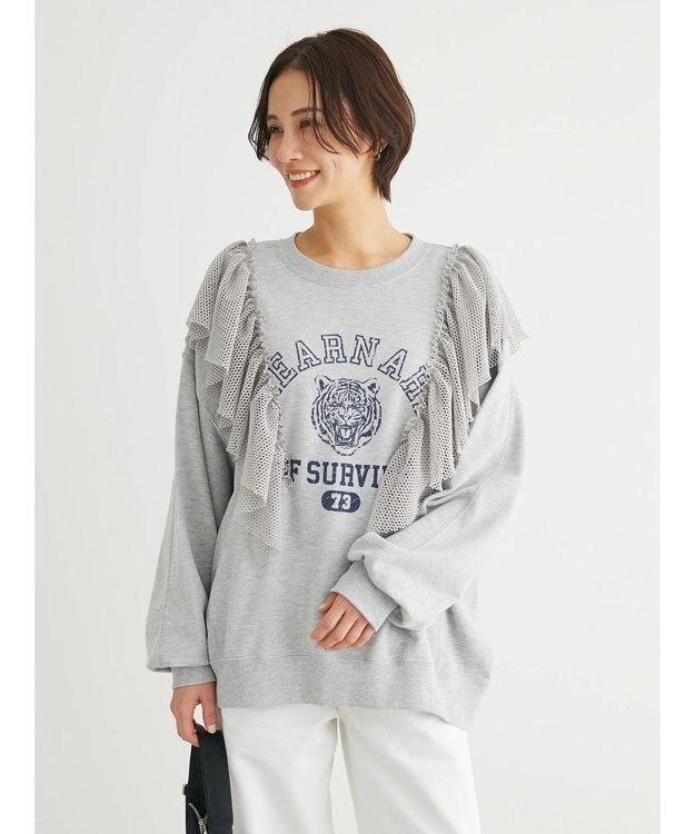 Green Parks ・ＳＵＧＡＲ　ＳＰＯＯＮ　タイガーｐｔラッフルスウェット Gray Mixture