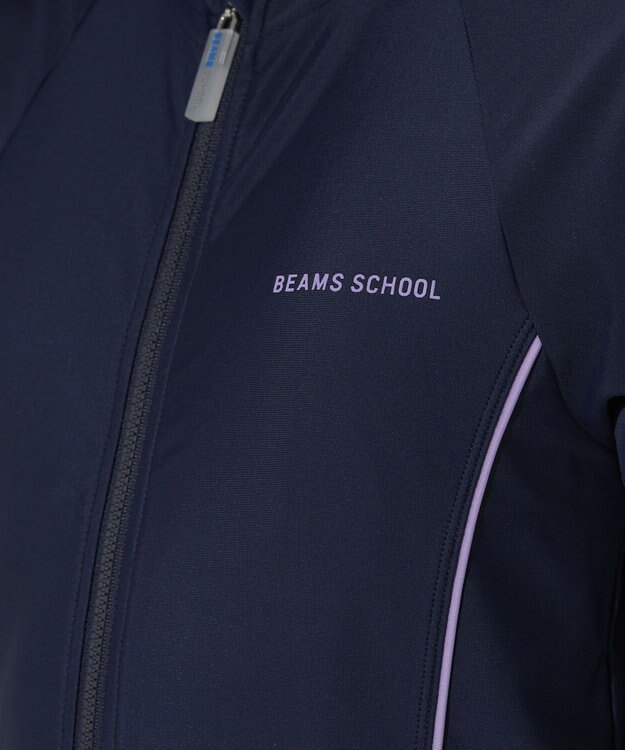 BEAMS SCHOOL 長袖フルZIPラッシュガード ネイビー×パープル
