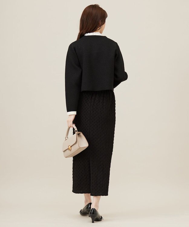 ANY SIS 【洗える】カットジャカードナロー スカート ブラック