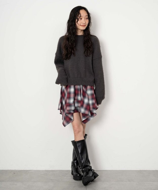 WEGO シャギーニットプルオーバー ブラック中濃色