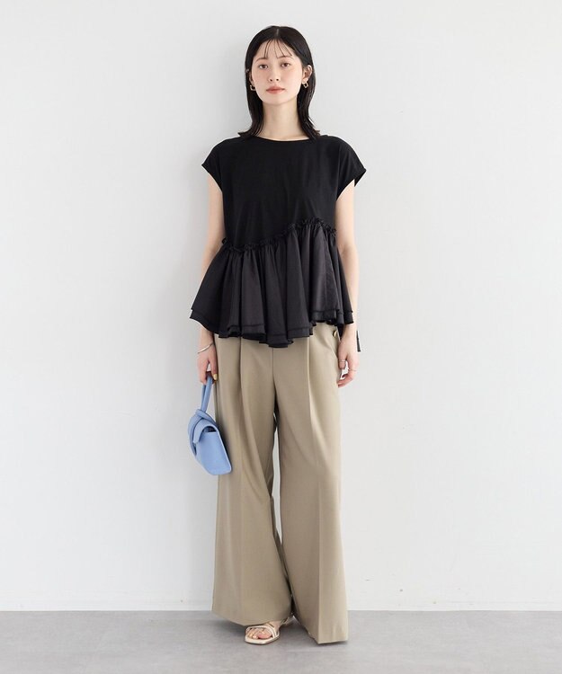 YECCA VECCA アシメペプラムカットソー Black