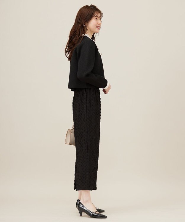 ANY SIS 【洗える】カットジャカードナロー スカート ブラック