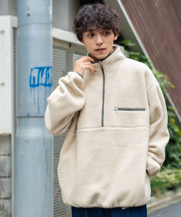 WEGO フリース ハーフZIPプルオーバー ベージュ