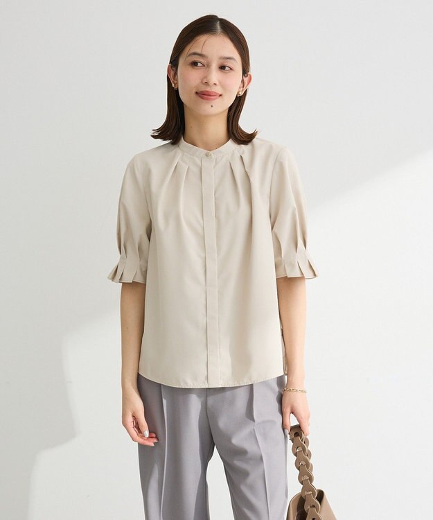 Green Parks タックショートスリーブブラウス Beige