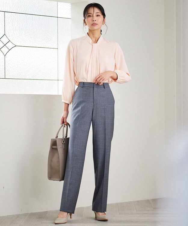 23区 L 【セットアップ対応/新色追加】ラフィーネウール フルレングスパンツ グレーミニチェック