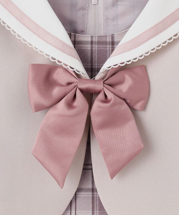 ANY KIDS 【2点セット】セーラージャケット+チェックワンピース ピンクベージュ