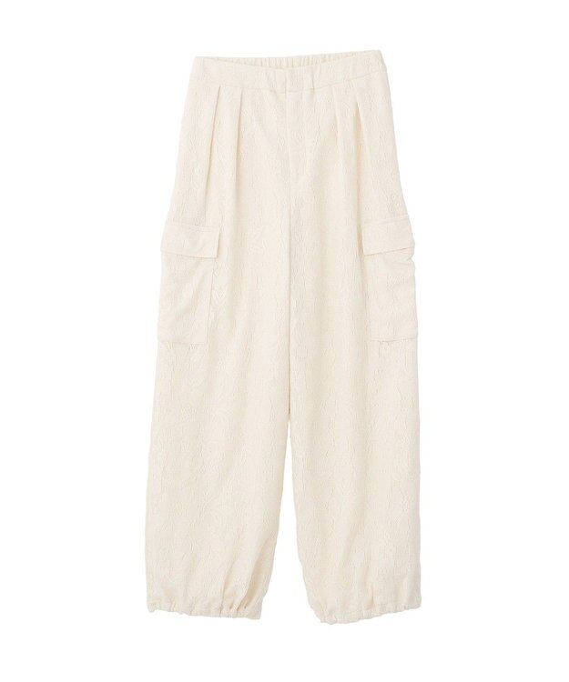 earth music&ecology 総レースカーゴパンツ Ivory