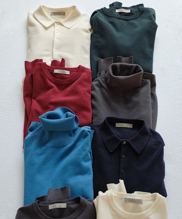 UNFILO MENS 【男女兼用】ライトウォームクルーネックニット グリーン