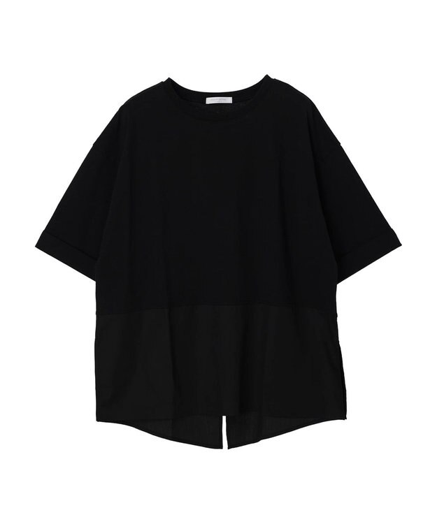 Green Parks ５分袖ドッキングバックスリットチュニック Black