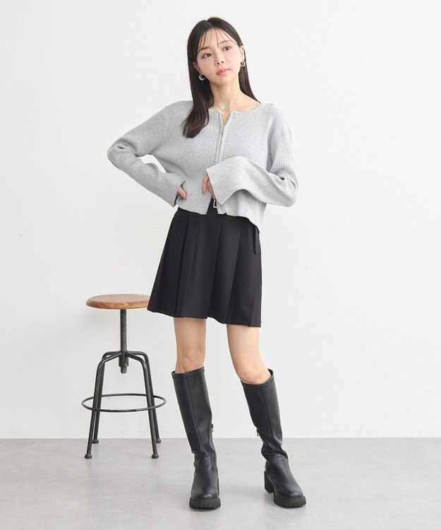 earth music&ecology ダブルジップニットカーディガン Gray Mixture