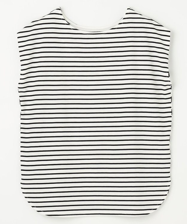 ANY 【接触冷感・UVケア】TCオーガビッツボーダー Tシャツ オフ×ブラック