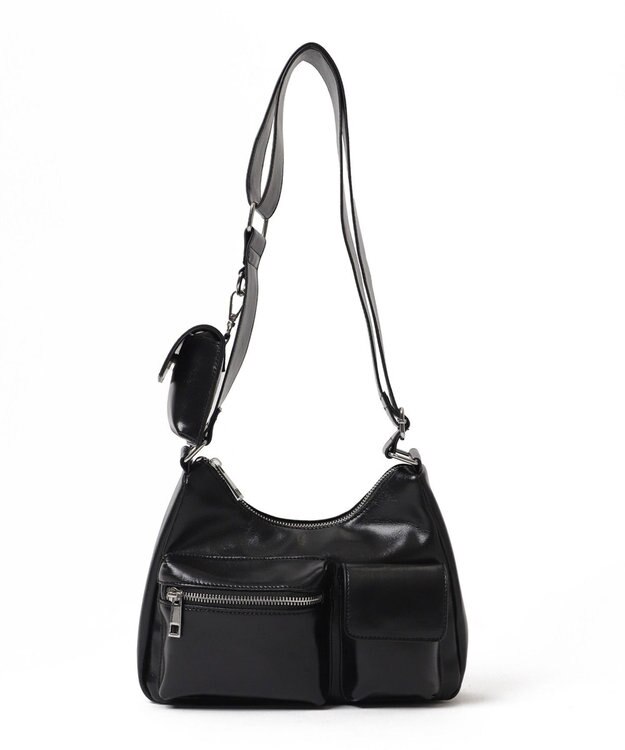 WEGO ポーチ付きランダムポケットデザインショルダー ブラック