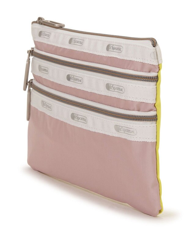 LeSportsac CLASSIC 3 ZIP POUCH/シルバーピンク/ライムライトC シルバーピンク/ライムライトC