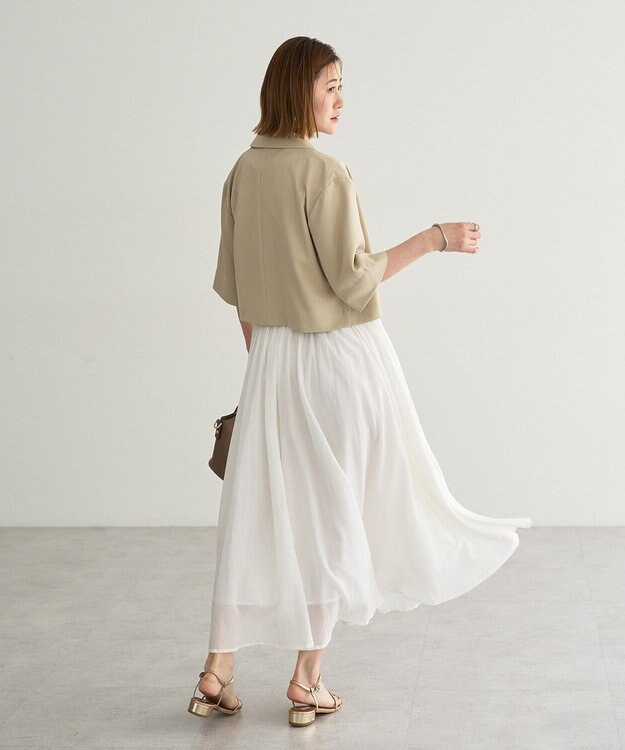YECCA VECCA ハーフスリーブクロップドジャケット Gray Beige