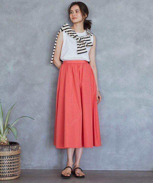 23区 S 【SLOW/洗える】ミドルフライスジャージー ノースリーブ カットソー ホワイト系