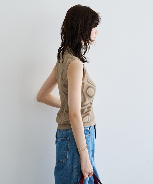 YECCA VECCA ハイネックノースリーブニット Gray Beige