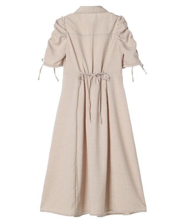 earth music&ecology 袖ドロストシャツワンピース Beige