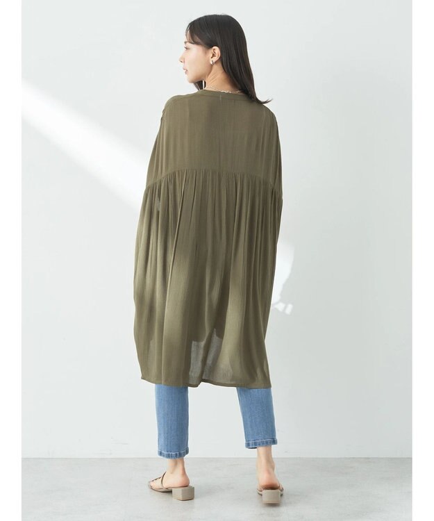 earth music&ecology レーヨンポケットシャツチュニック Khaki