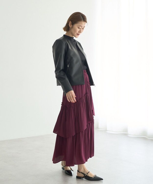 YECCA VECCA アシンメトリーラッフルスカート Wine