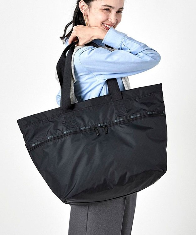 LeSportsac CARLIN ZIP TOP TOTE BAG/リサイクルドブラックJP リサイクルドブラックJP