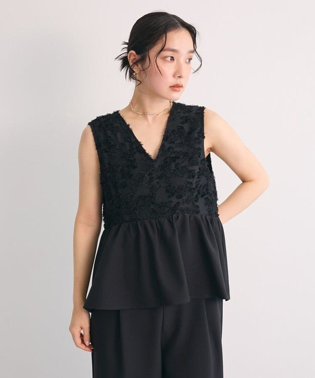 Green Parks ・Ｒａｉｌｍｅ　ジャカードペプラムサロペット Black