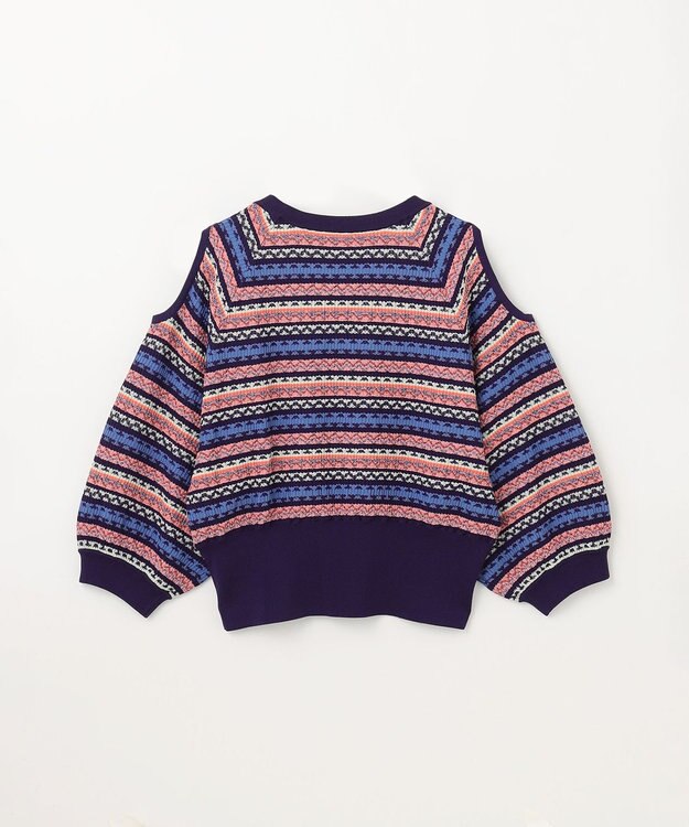 GRACE CONTINENTAL ボーダーパフニットトップ ネイビー