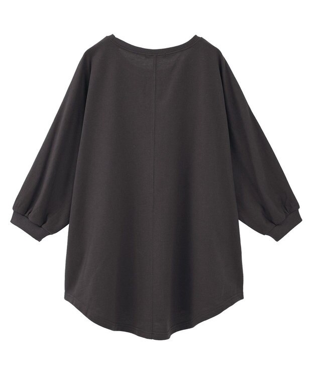 Green Parks ７分袖ミニ裏毛ドルマンロゴプルオーバー Charcoal Gray