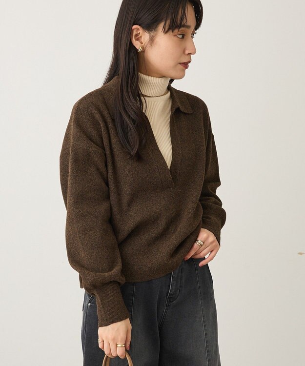 CRAFT STANDARD BOUTIQUE 深Vネックニットプルオーバー Brown