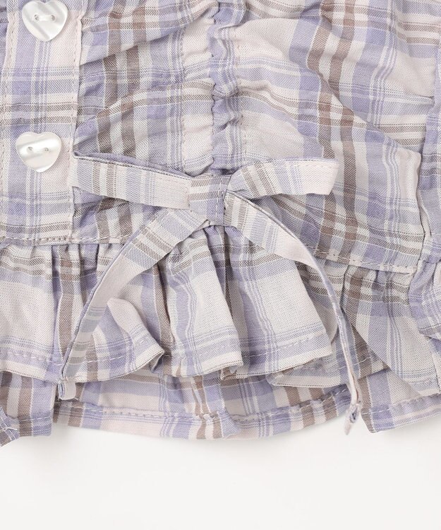 ANY KIDS 【洗濯機可能】2WAY チェックブラウス ブラウン