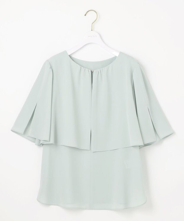 ANY SIS 【洗える】ケープフレアスリーブ ブラウス ミント