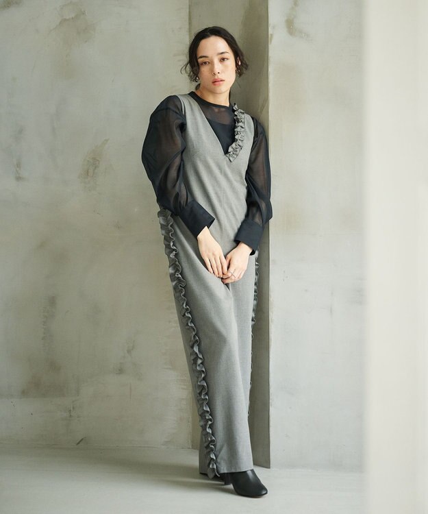 #Newans 【洗濯機可能/ストレッチ】ホイップクリームオールインワン グレー