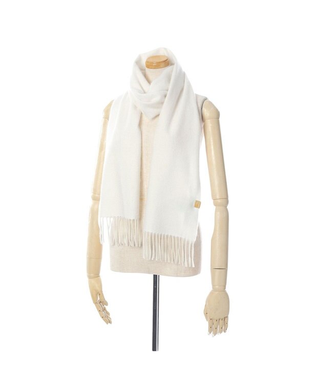 MOONBAT WEB限定【洗える】ミエル (miel) カシミヤ100％ プレーンマフラー ホワイト
