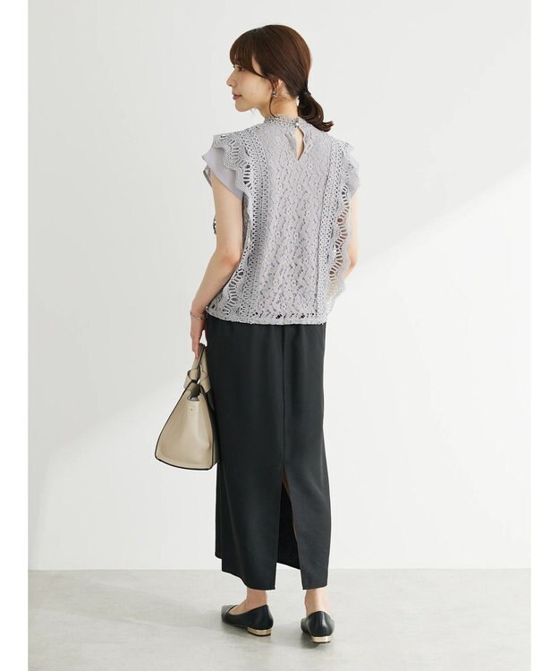 Green Parks 麻調Ｉラインスカート Black