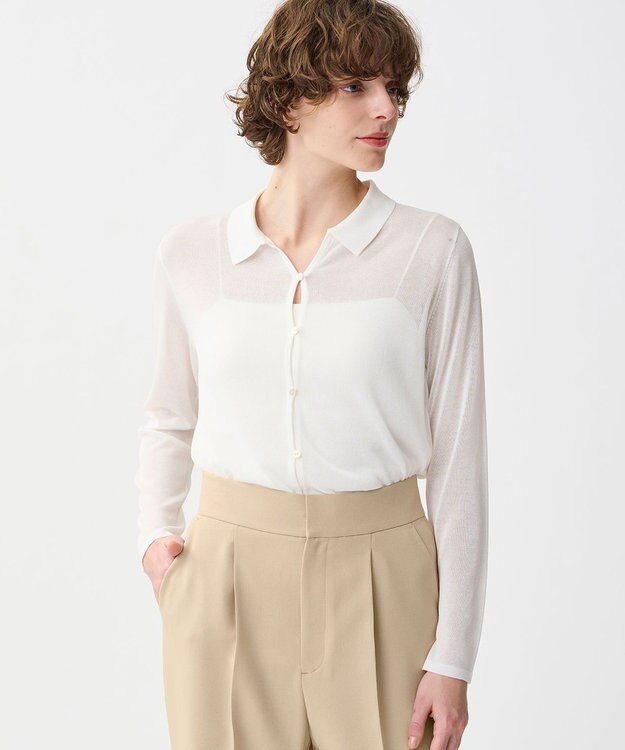 uncrave シアーコットン ポロニット ホワイト