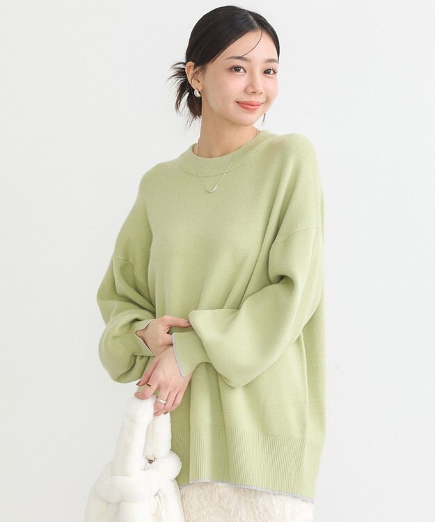 earth music&ecology やわらかタッチチュニック Lime Green