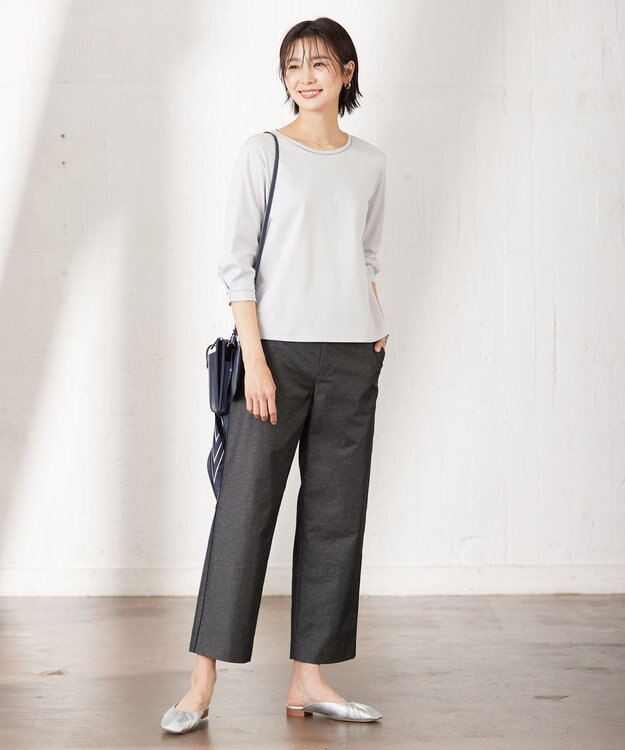 J.PRESS LADIES L 【接触冷感・UVケア】 スムースジャージー カットソー サックスブルー系