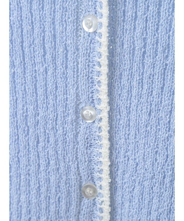 earth music&ecology バイカラーＶネックカーディガン Light Blue