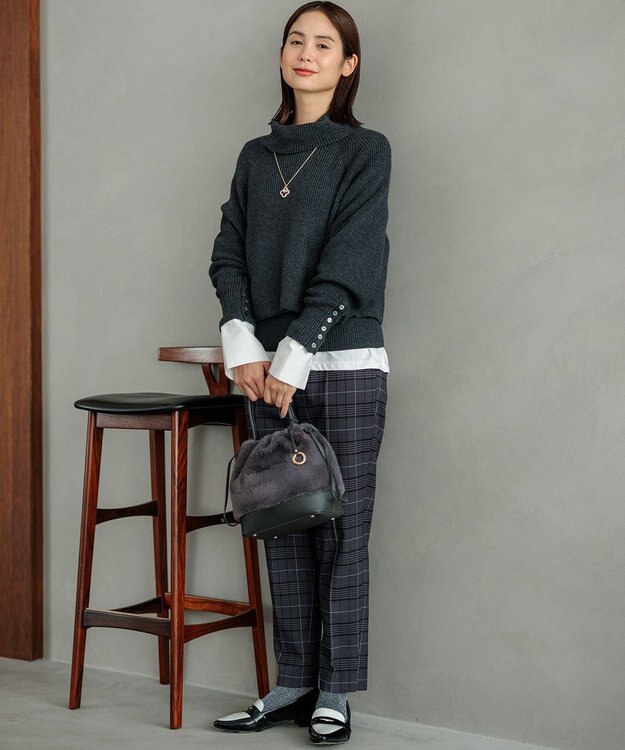 組曲 ファーバケットコンビ バッグ チャコールグレー系