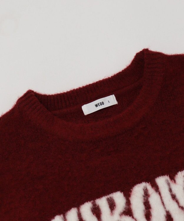 WEGO 【ユニセックス着用ITEM/MLサイズ展開/25年秋冬新作】ファジーグラフィックプルオーバー ワイン