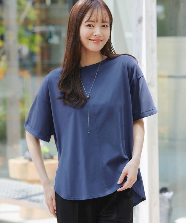 Tiaclasse 【接触冷感・UVカット・吸水速乾・洗える】バックシャンカットソープルオーバー ブルー