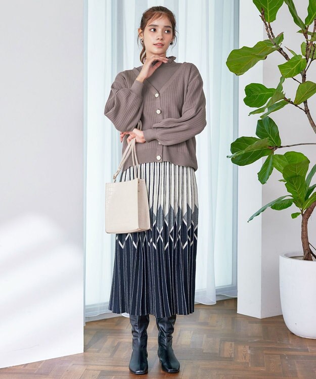 Tiaclasse 【洗える】シェルボタンカーディガン モカ