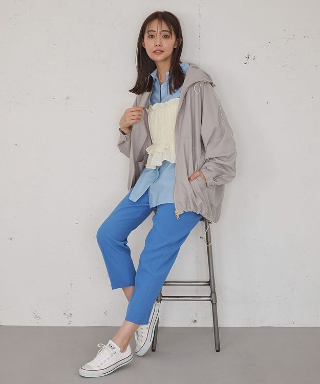 Green Parks ””とろっ””とシルキーシャツ Gray Beige