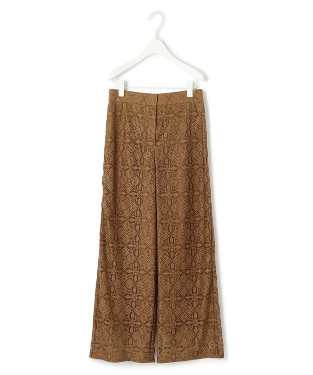 ICB L 【洗える】タイルパターンレース ワイドストレートパンツ キャメル系